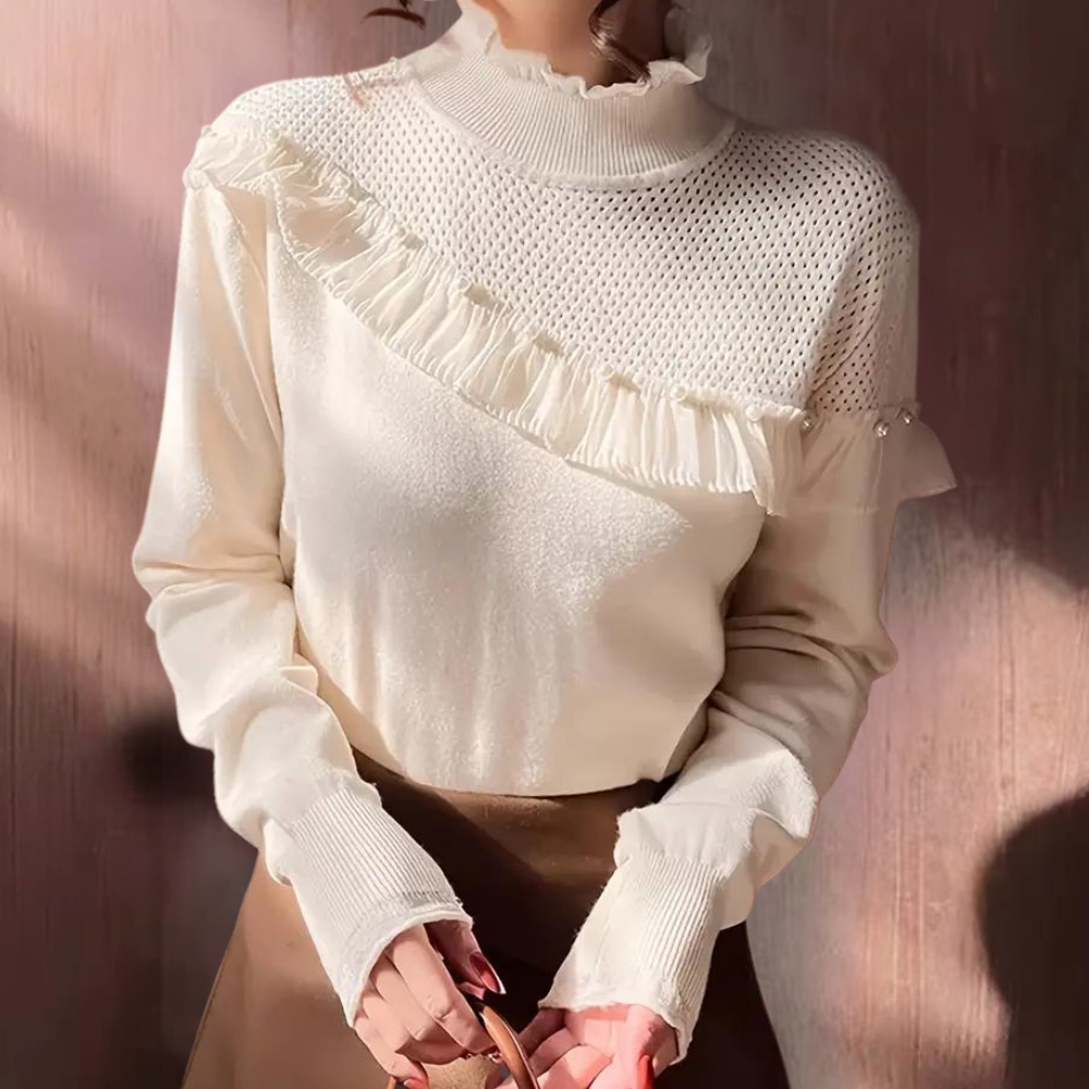 Zuleika - Schicker Damenpullover mit eleganten Perlen verziert