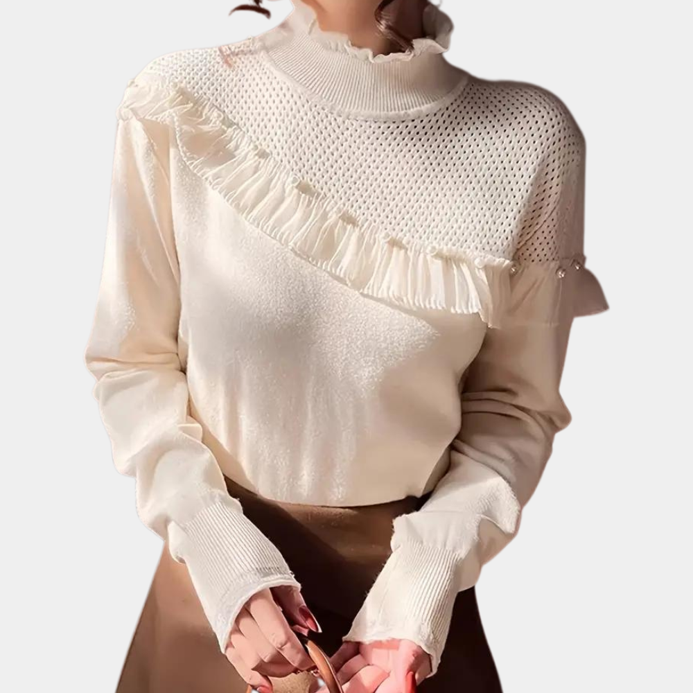 Zuleika - Schicker Damenpullover mit eleganten Perlen verziert