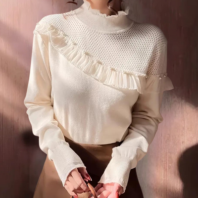 Zuleika - Schicker Damenpullover mit eleganten Perlen verziert