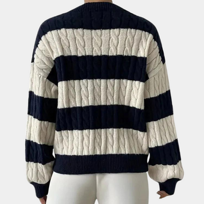 Yamina - Schicker gestreifter Pullover mit elegantem V-Ausschnitt für Frauen
