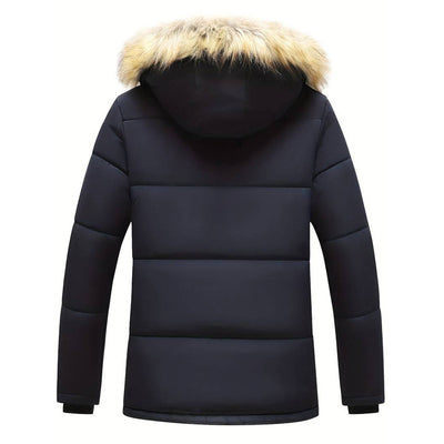 Stilvolle Herren-Parka-Jacke mit luxuriösem Pelzkragen von MICHAEL