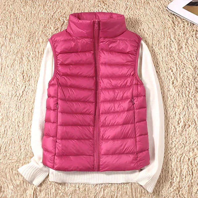 Stylischer, ärmelloser, ultraleichter Damen-Bodywarmer mit luxuriöser Daunenfüllung
