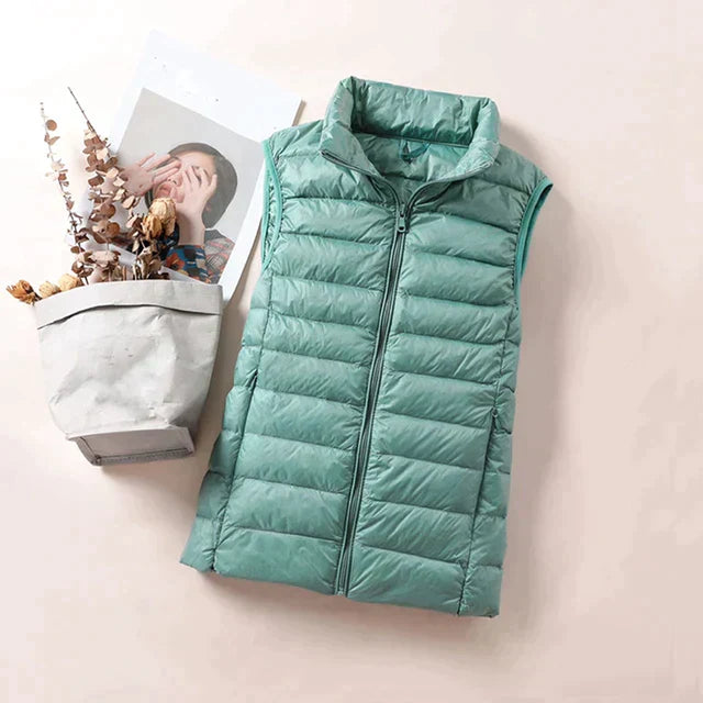 Stylischer, ärmelloser, ultraleichter Damen-Bodywarmer mit luxuriöser Daunenfüllung