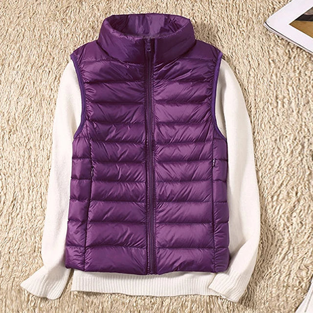 Stylischer, ärmelloser, ultraleichter Damen-Bodywarmer mit luxuriöser Daunenfüllung