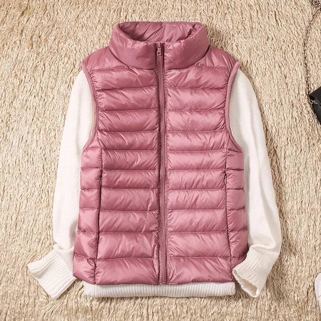 Stylischer, ärmelloser, ultraleichter Damen-Bodywarmer mit luxuriöser Daunenfüllung