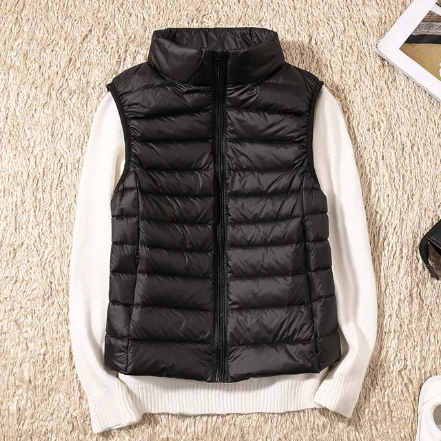 Stylischer, ärmelloser, ultraleichter Damen-Bodywarmer mit luxuriöser Daunenfüllung