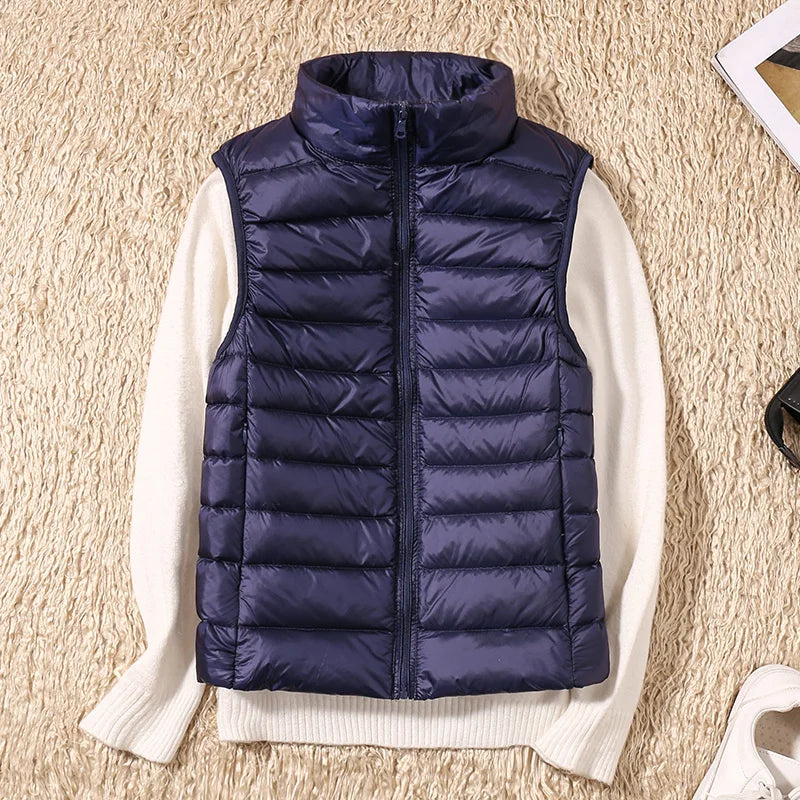Stylischer, ärmelloser, ultraleichter Damen-Bodywarmer mit luxuriöser Daunenfüllung