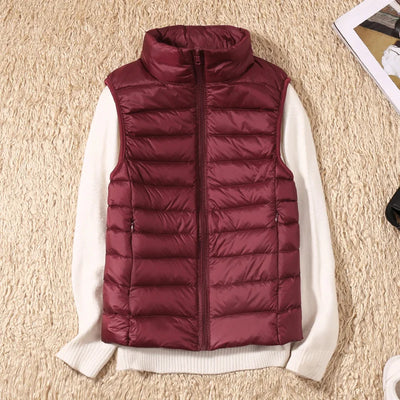 Stylischer, ärmelloser, ultraleichter Damen-Bodywarmer mit luxuriöser Daunenfüllung