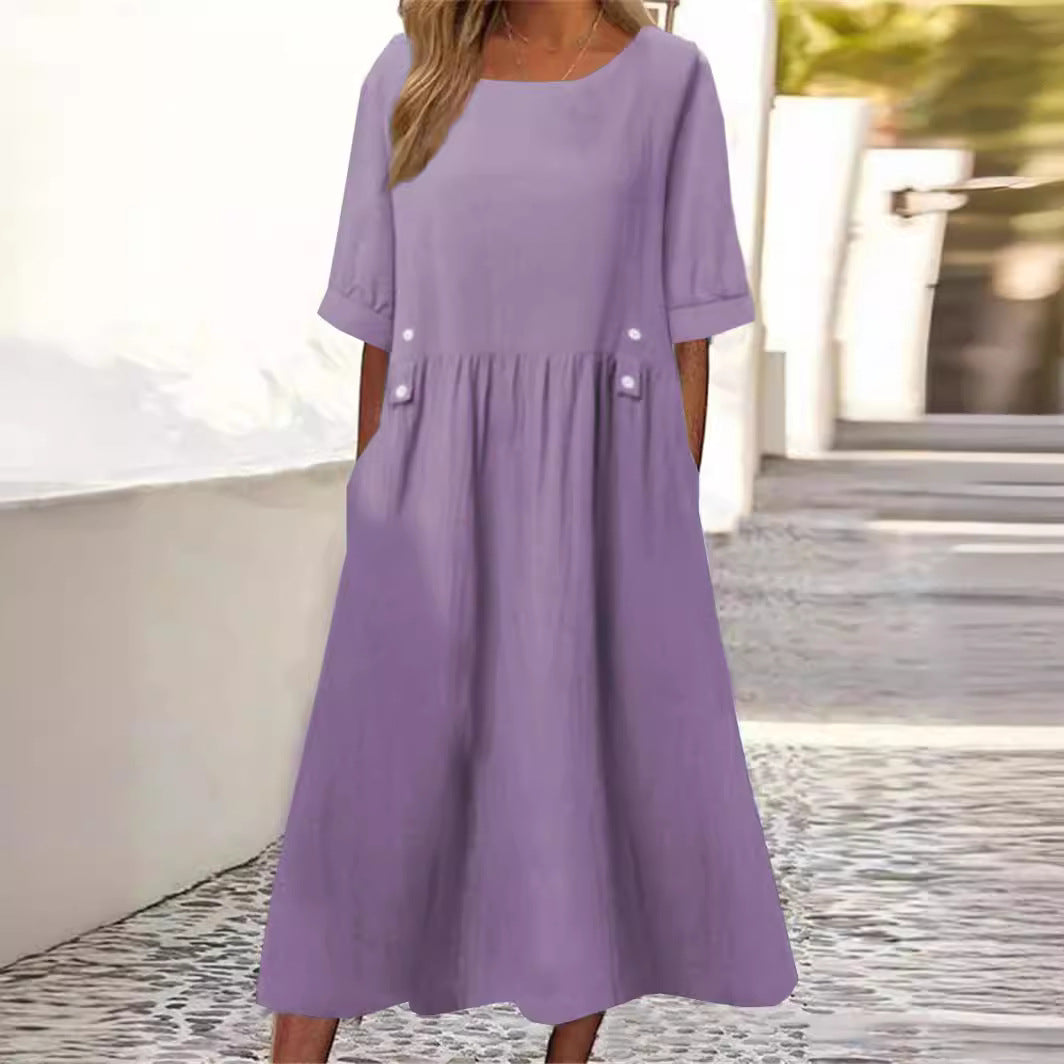Norina – Sommerliches Baumwolle und Leinen Kleid