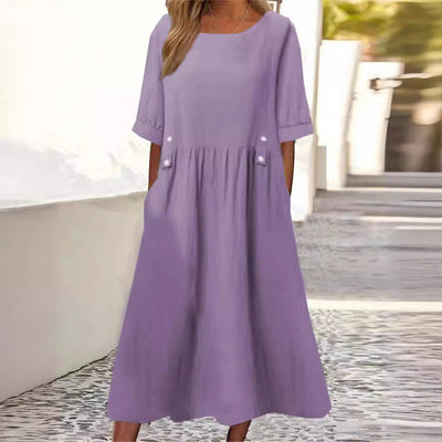 Norina – Sommerliches Baumwolle und Leinen Kleid