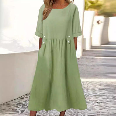Norina – Sommerliches Baumwolle und Leinen Kleid
