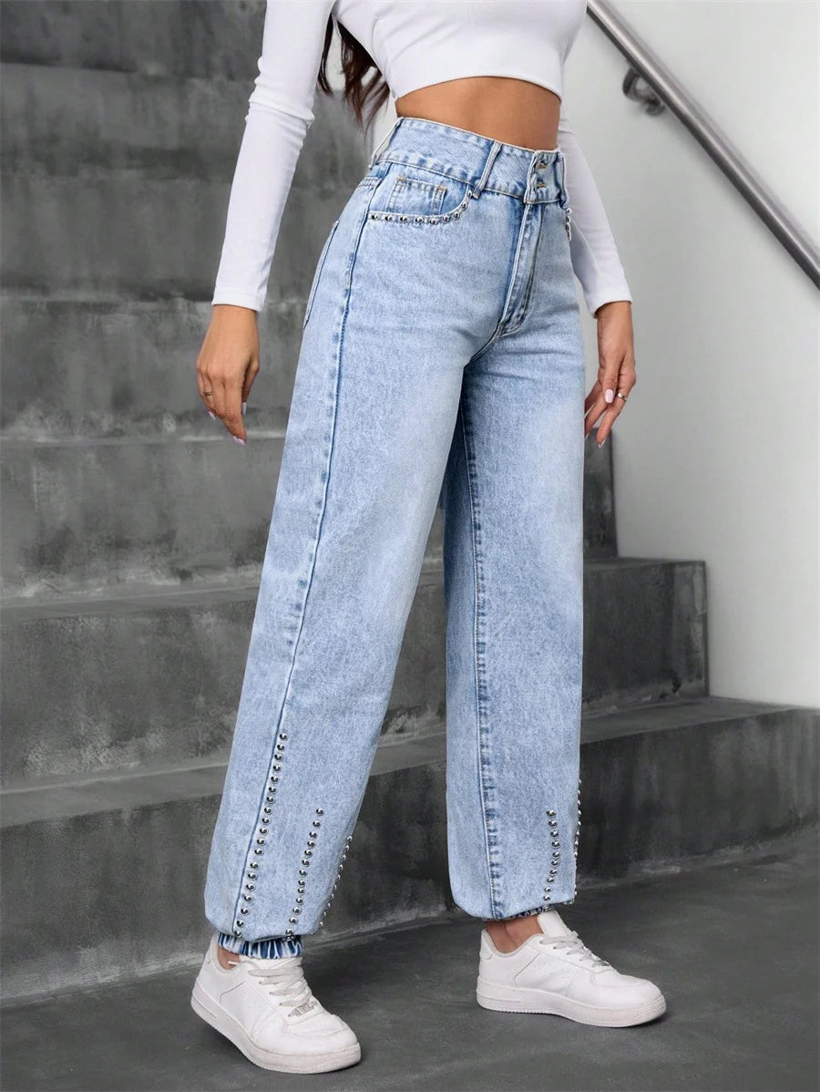 Friedel - Hohe Taille Denim Hose