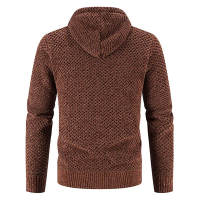 Gefütterte Herren Strickjacke Mit Kapuze | Winterjacke Mit Reißverschluss
