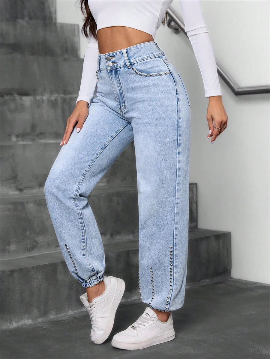 Friedel - Hohe Taille Denim Hose