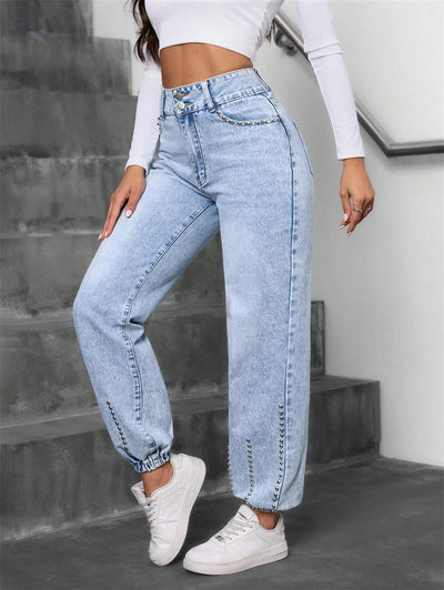 Friedel - Hohe Taille Denim Hose