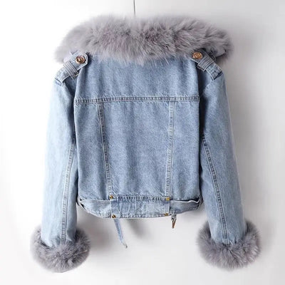 Hilde - Schlank Passform Denim Mit Pelzfütterung