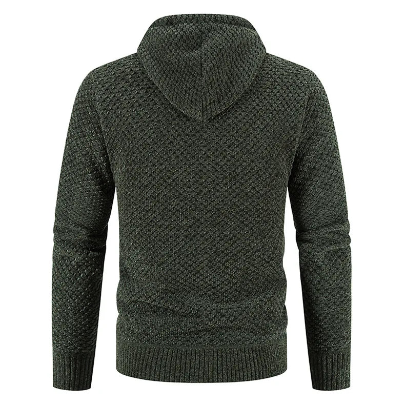 Gefütterte Herren Strickjacke Mit Kapuze | Winterjacke Mit Reißverschluss