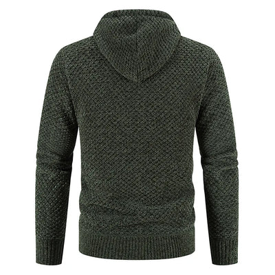 Gefütterte Herren Strickjacke Mit Kapuze | Winterjacke Mit Reißverschluss