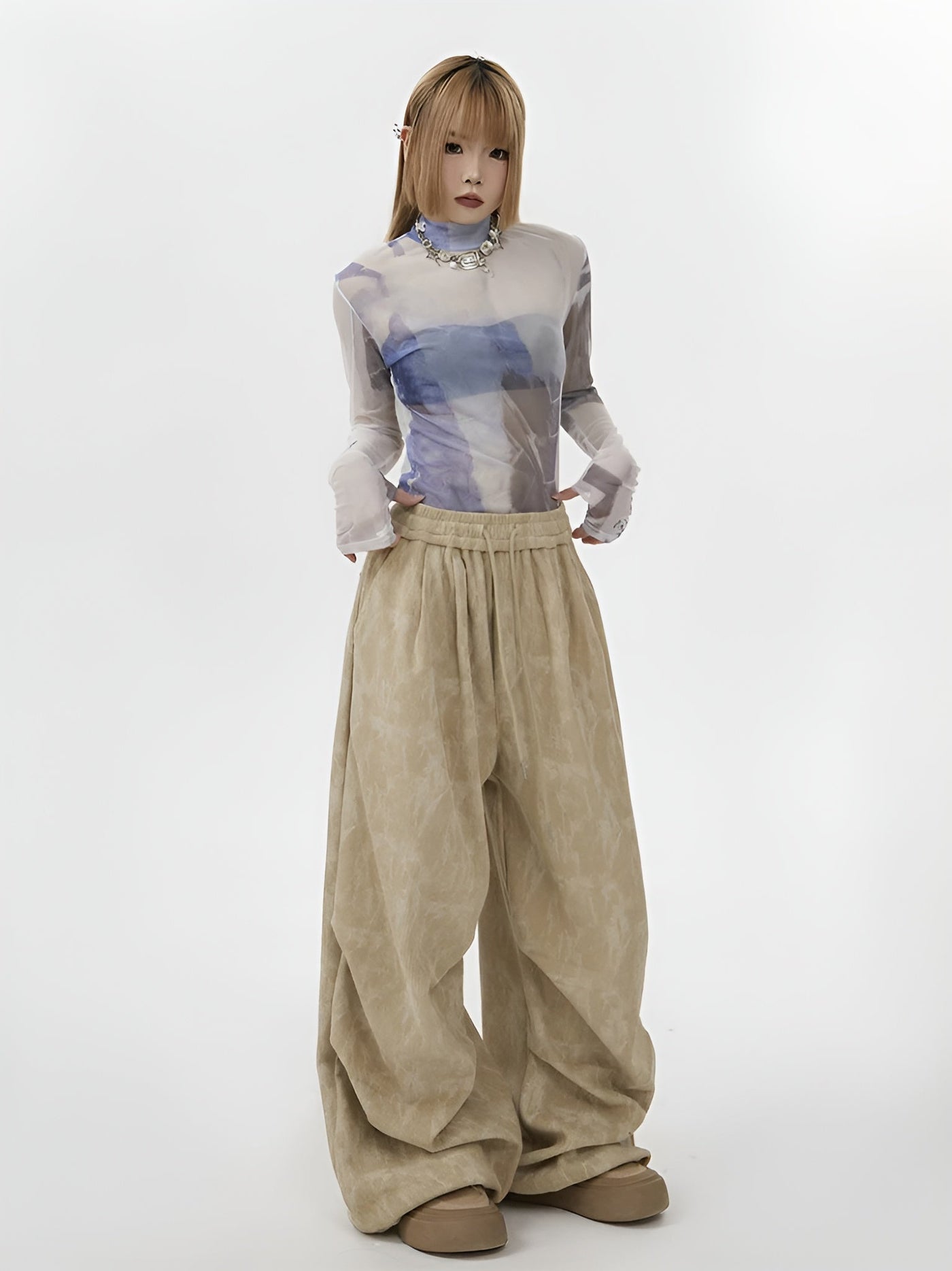 Natasia - Hosen Mit Weitem Bein Und Elastischer Taille