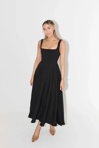 Melody - Neues mittellanges, schlichtes und tailliertes trägerloses Kleid