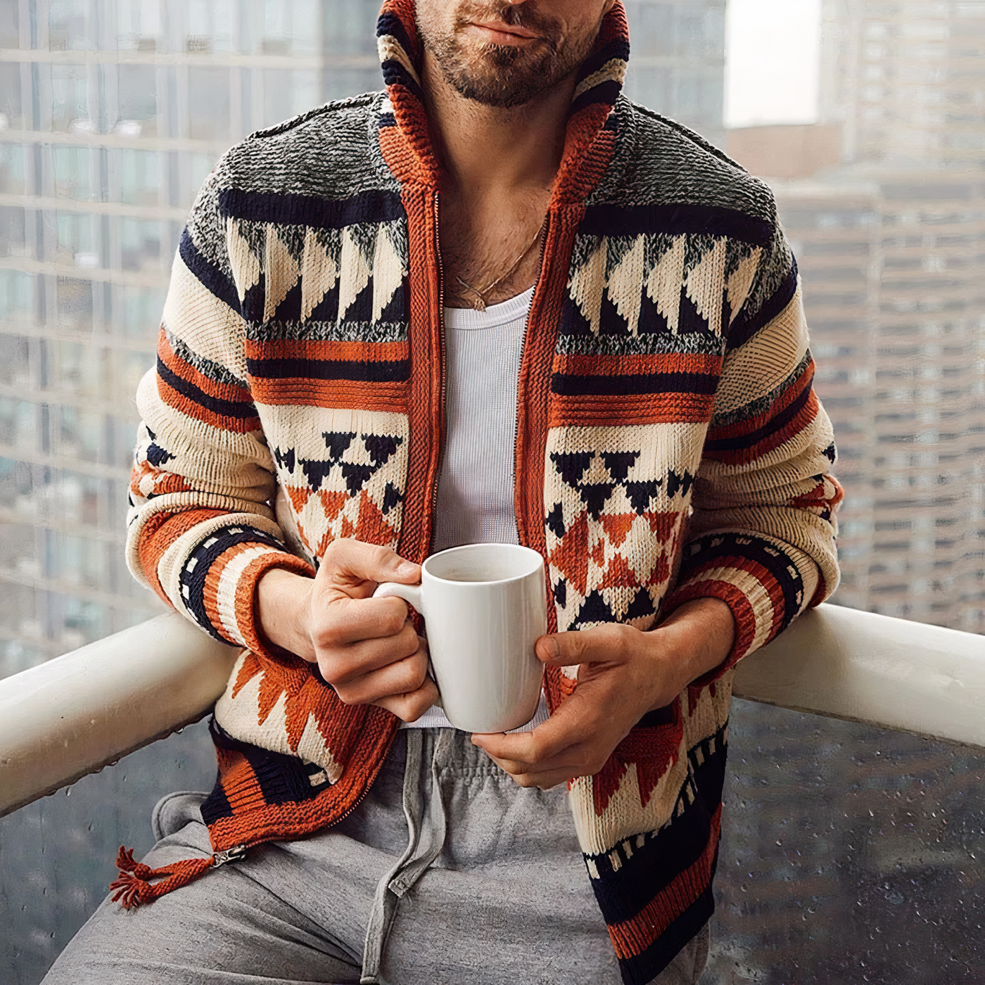 Stilvolle Jacquard-Strickjacke für Männer - Virgil