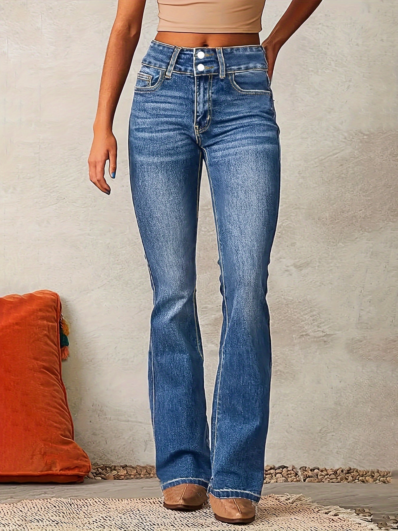 Nirvana – Schlaghose aus Jeansstoff mit Knopfleiste Vorne