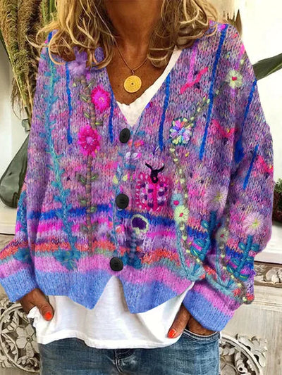 Fay - Vintage-inspirierte Damenstrickjacke aus stilvollem Wollimitat