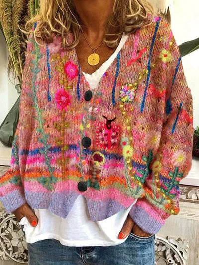 Fay - Vintage-inspirierte Damenstrickjacke aus stilvollem Wollimitat