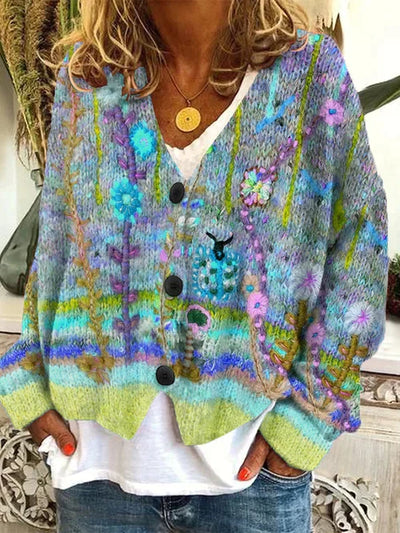Fay - Vintage-inspirierte Damenstrickjacke aus stilvollem Wollimitat