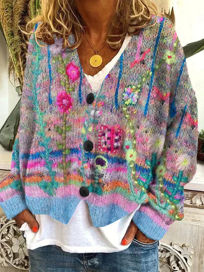 Fay - Vintage-inspirierte Damenstrickjacke aus stilvollem Wollimitat