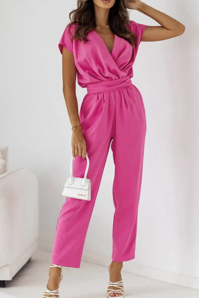 Maryana - Kurzärmeliger Jumpsuit Mit V-Ausschnitt