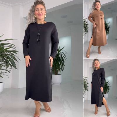 Millie - Leder Patchwork Kleid Mit Taschen