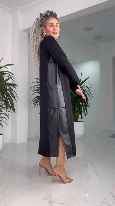 Millie - Leder Patchwork Kleid Mit Taschen