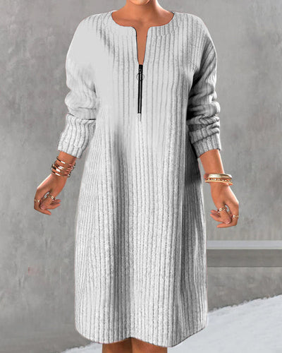Nalea - Einfarbiges Kleid Mit Reissverschluss