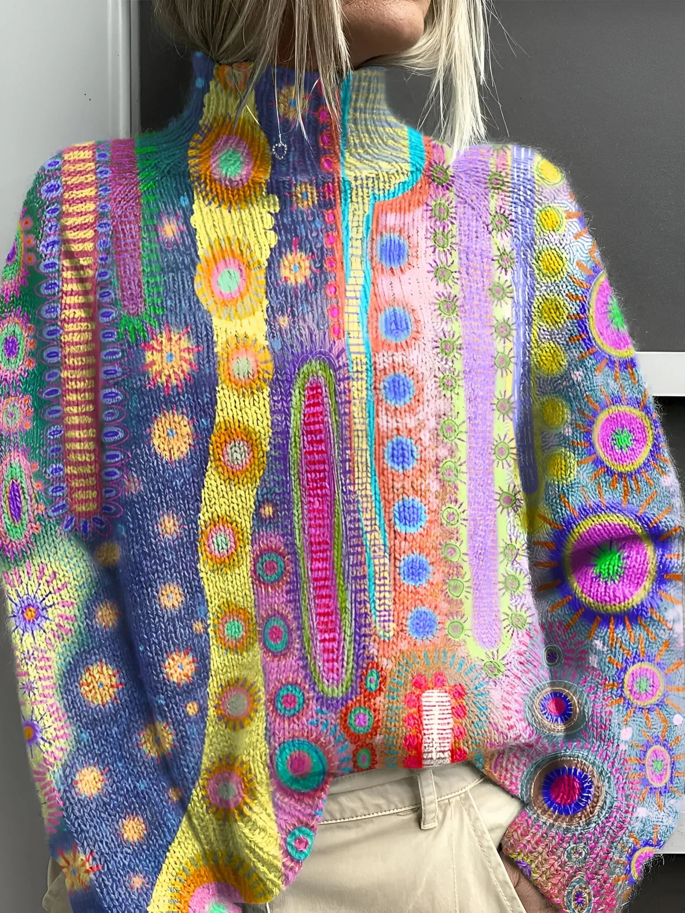 Daphne - Bunter Rollkragenpullover aus Strick