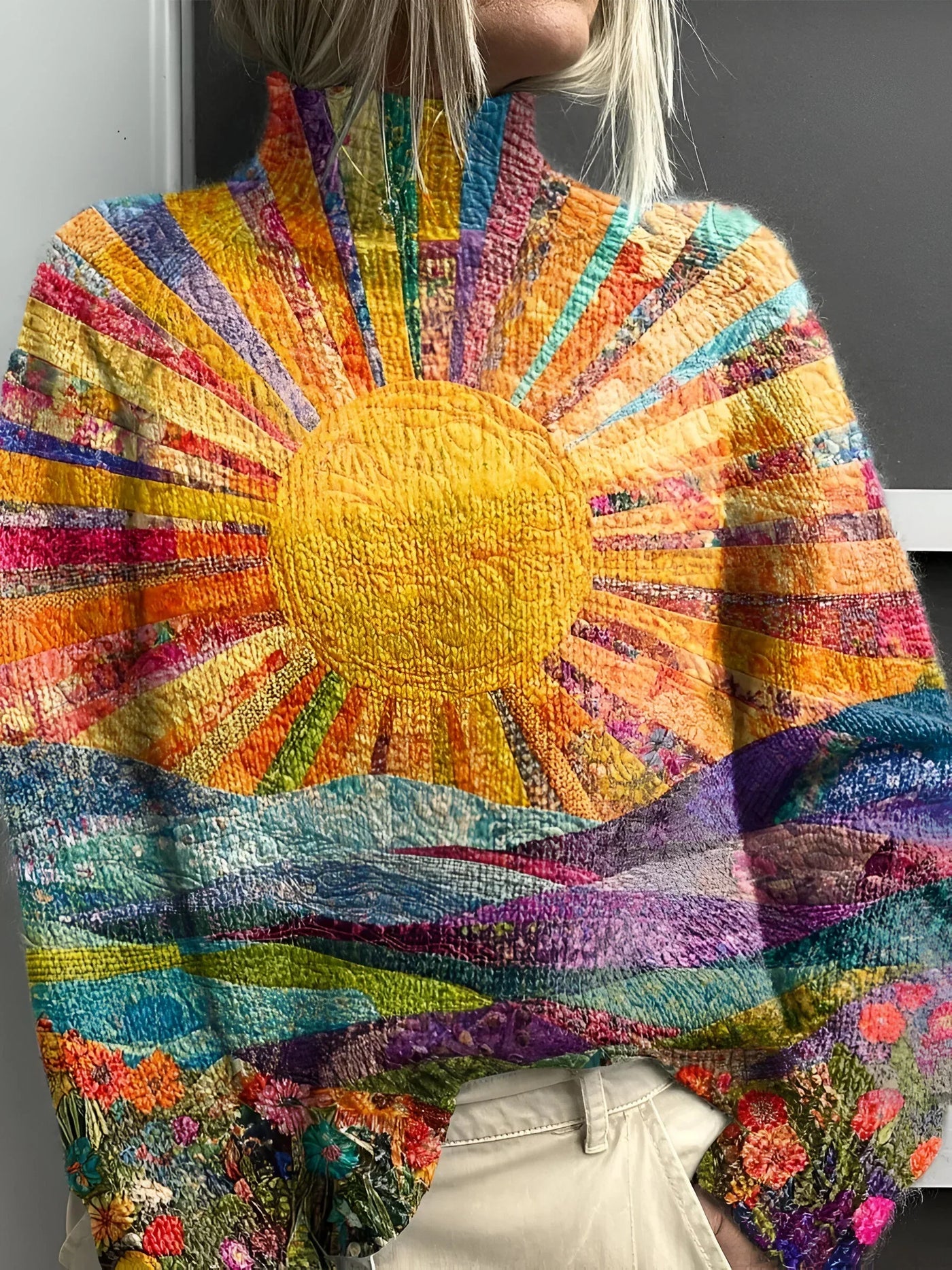 Simeone - Fröhlich Bunter Rollkragenpullover